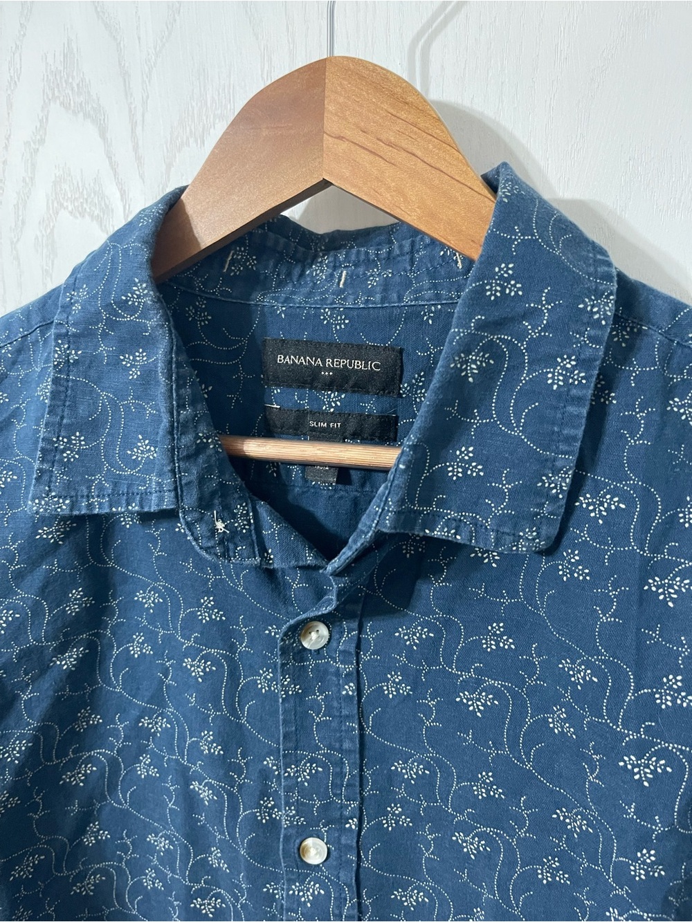 Banana Republic Navy Blue Floral Print Button-Down Shirt